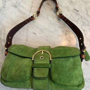 Coach Green Suede Shoulder Bag